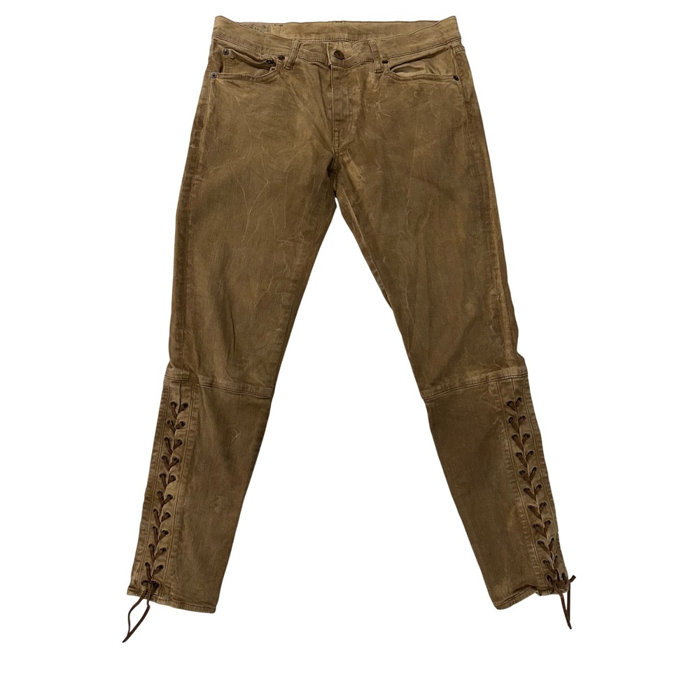 Polo Ralph Lauren Jeans Brown Lace Up Ankle Moto Skinny Pants 28 Mens